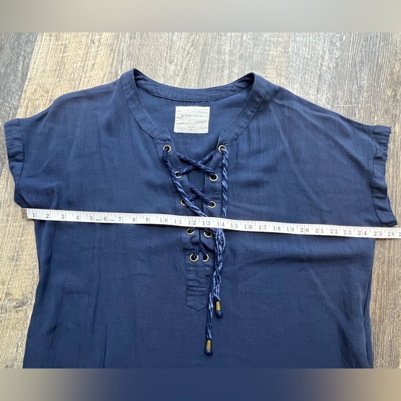 By Together You and I Navy Blue Flowy Tshirt Dress Lace up Tie Front Size L - Picture 5 of 7